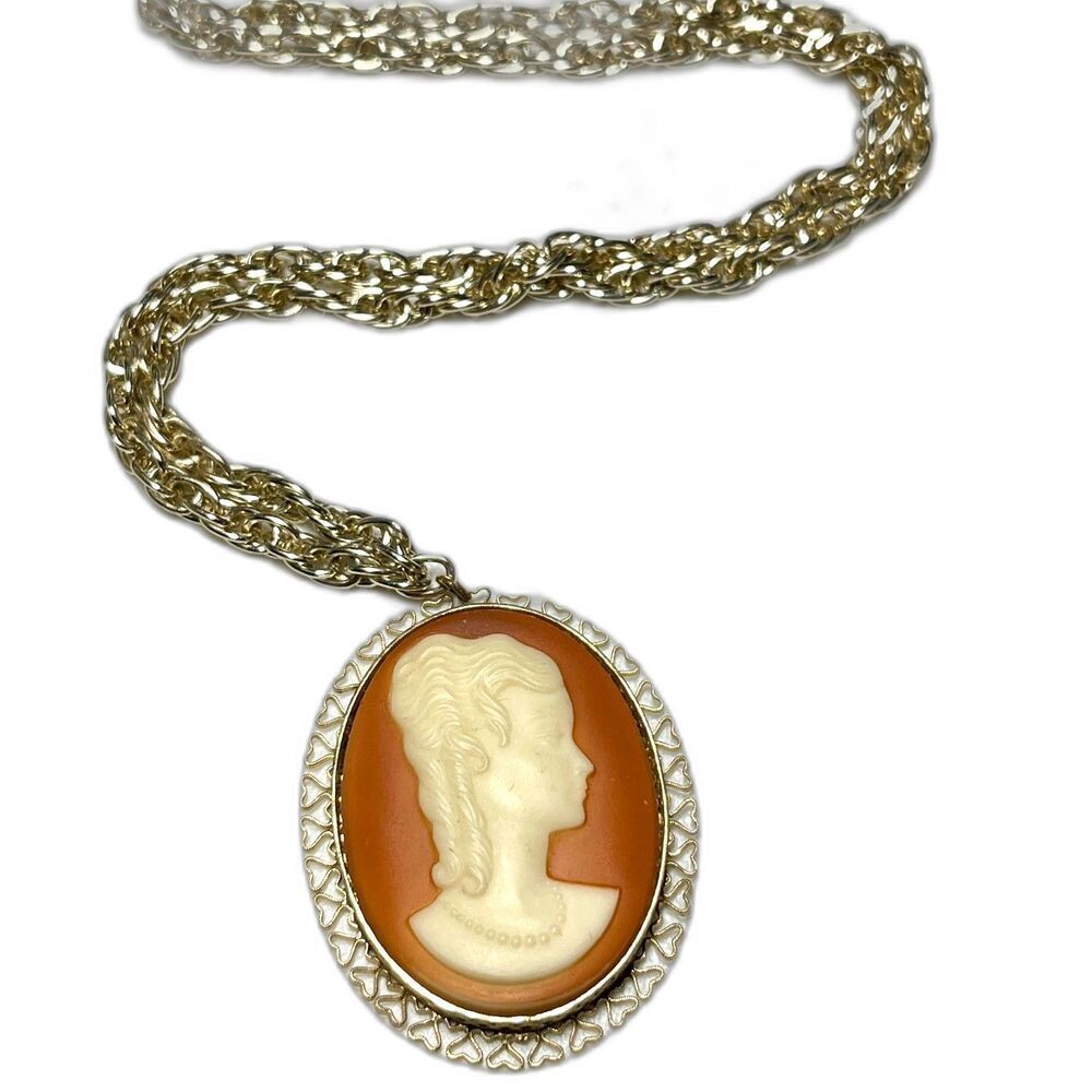 4/$100 Vintage Victorian Lady Cameo Pendant Necklace